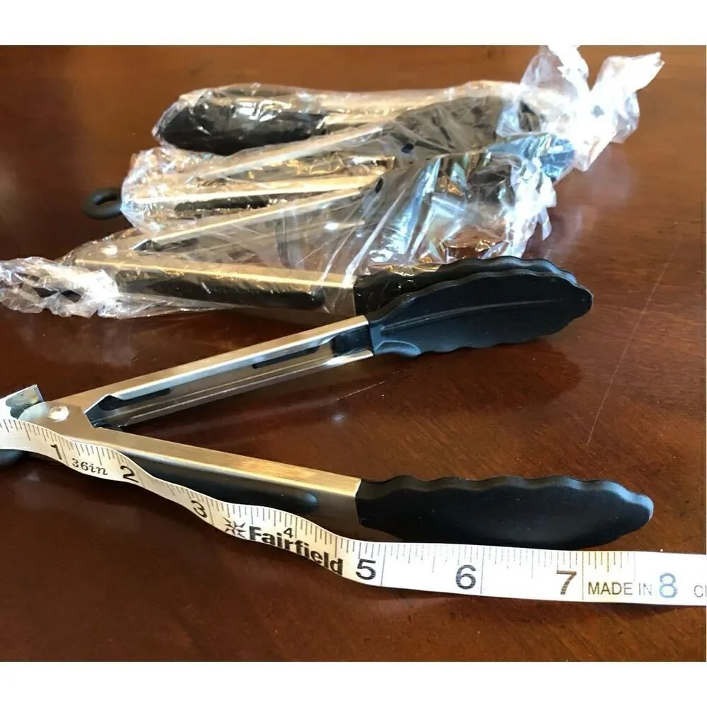 ECO QUALITY - NWT Set of 4 Stainless Steel Kitchen Tongs. 8” w/Silicone Tips
